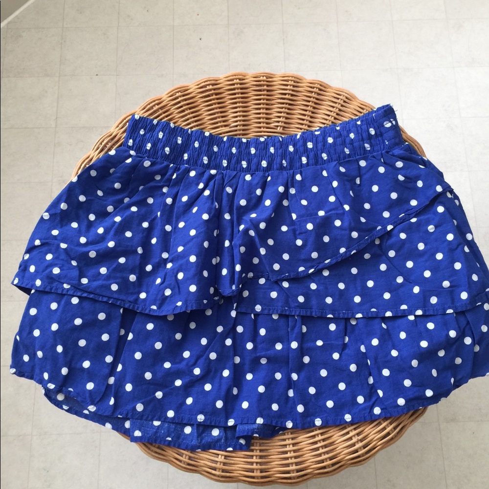 Royal blue polka dot ruffle skirt